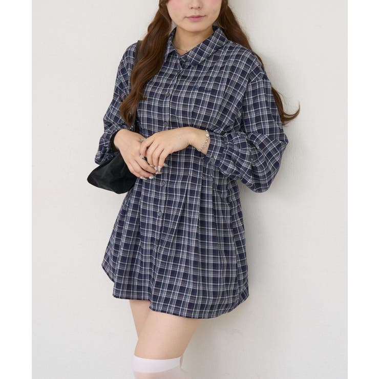 ネイビー | 後ろレースアップシャツワンピース | RMAF　NICE CLAUP / OLIVE des OLIVE