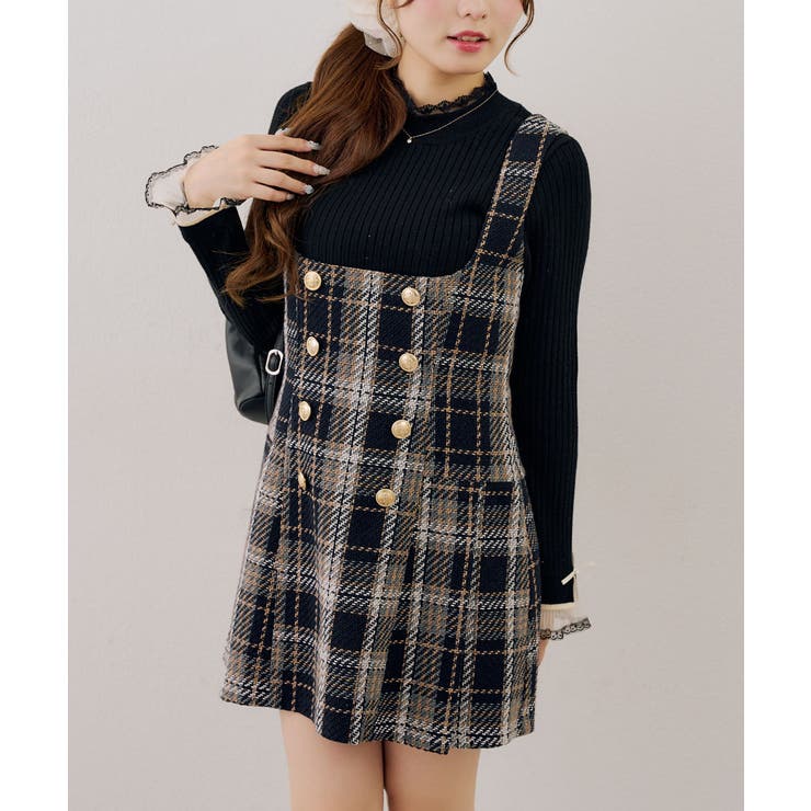 ネイビー | 【ツイードコレクション】バックレースアップミニスカート | RMAF　NICE CLAUP / OLIVE des OLIVE
