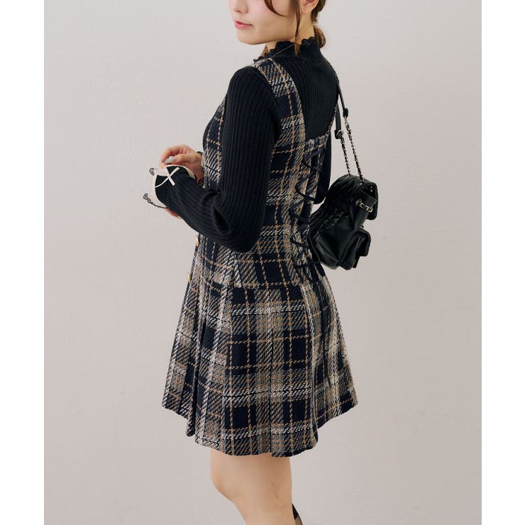 【ツイードコレクション】バックレースアップミニスカート | RMAF　NICE CLAUP / OLIVE des OLIVE | 詳細画像3 