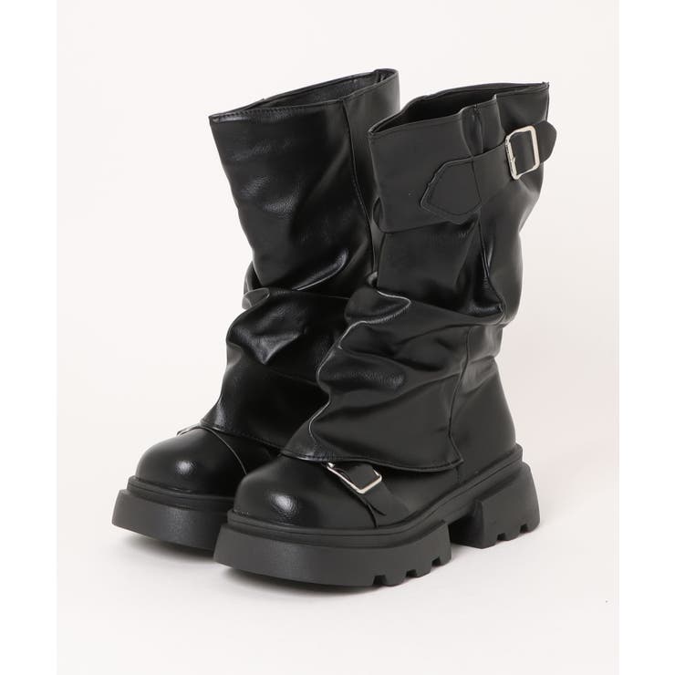 ブラック | 【M/Lサイズ展開】厚底くしゅくしゅエンジニアブーツ | RMAF　NICE CLAUP / OLIVE des OLIVE