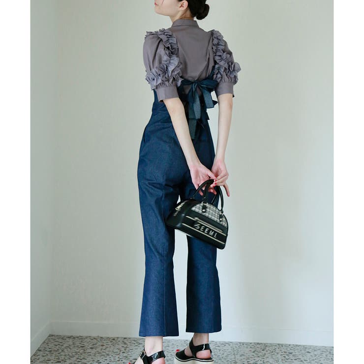 【最安値挑戦】 Seemi】バックリボンサロペット[品番：NCLW0010357]｜NICE CLAUP パンツ