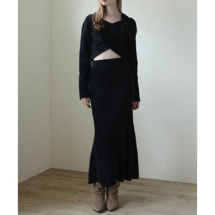 ブラック | 【Seemi.】ニットスカート | NICE CLAUP / OLIVE des OLIVE　OUTLET