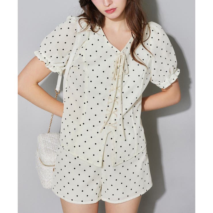 柄1 | 【Seemi.】ベロアドットブラウス | NICE CLAUP / OLIVE des OLIVE　OUTLET