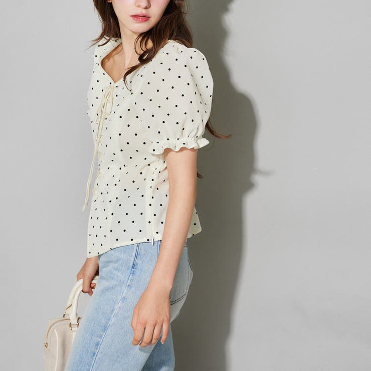 Seemi.】ベロアドットブラウス[品番：NCLW0016708]｜NICE CLAUP