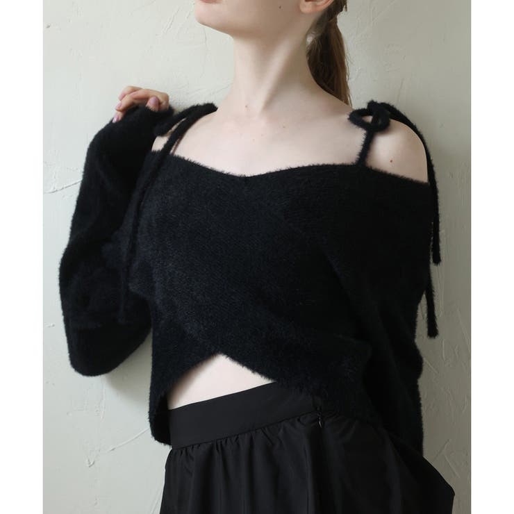 ブラック | 【Seemi.】クロスニット | NICE CLAUP / OLIVE des OLIVE　OUTLET