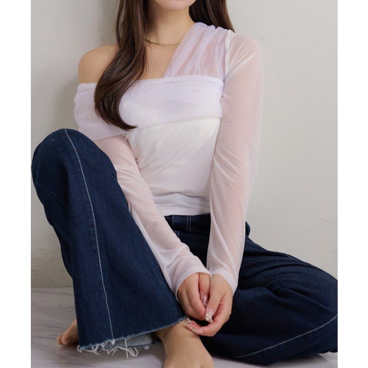 【Seemi】チュールオフショルトップス | NICE CLAUP / OLIVE des OLIVE　OUTLET | 詳細画像1 