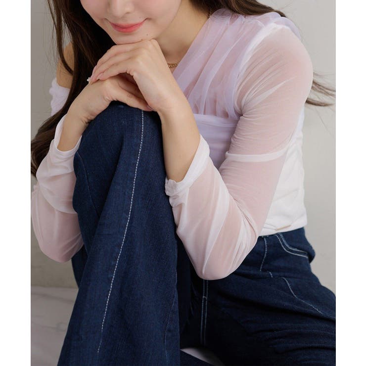 【Seemi】チュールオフショルトップス | NICE CLAUP / OLIVE des OLIVE　OUTLET | 詳細画像2 