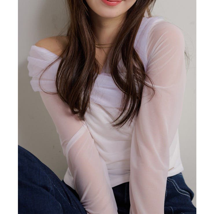 【Seemi】チュールオフショルトップス | NICE CLAUP / OLIVE des OLIVE　OUTLET | 詳細画像3 