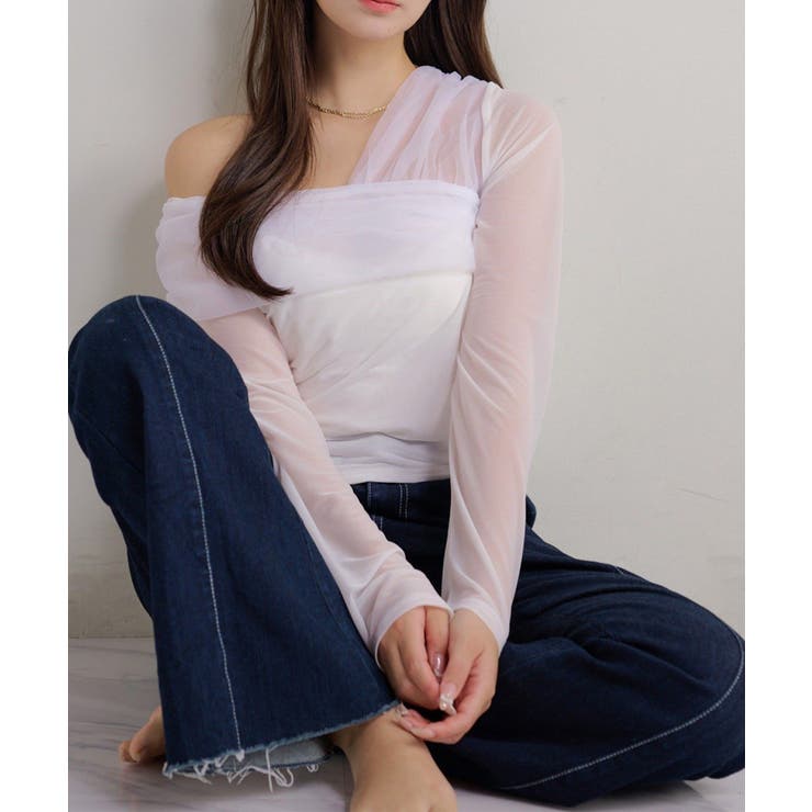 オフ | 【Seemi】チュールオフショルトップス | NICE CLAUP / OLIVE des OLIVE　OUTLET