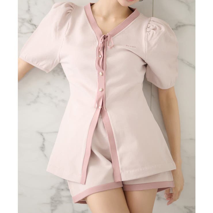 ピンクベージュ | 【Seemi】ニット+ショーパンセットアップ | NICE CLAUP / OLIVE des OLIVE　OUTLET