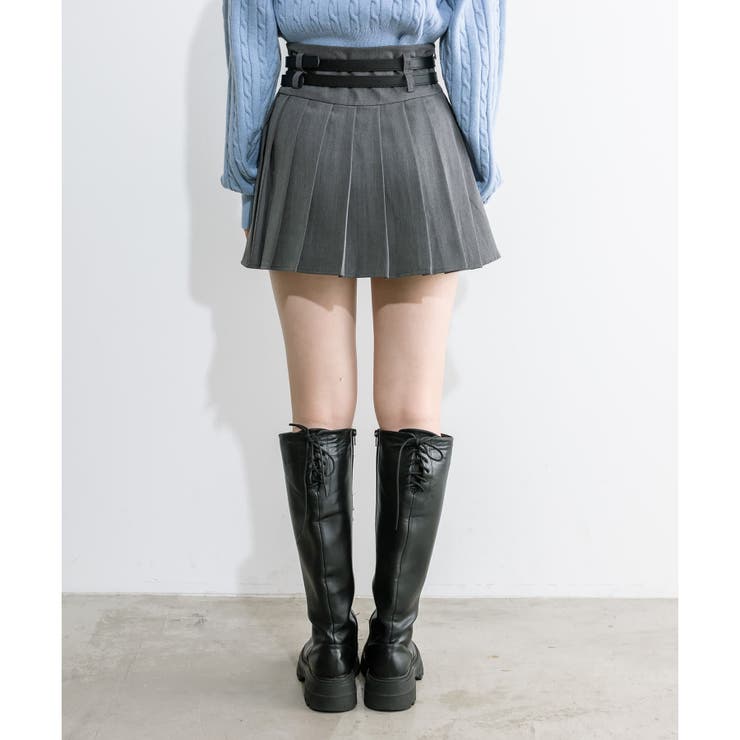 The Frankie Shop ダブルベルト プリーツ スカート パンツ裏地ダブル