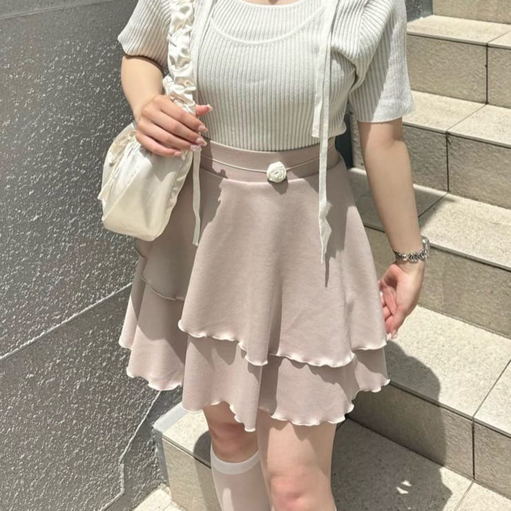 ピンクベージュ | パンツレイヤードフレアミニスカート | RMAF　NICE CLAUP / OLIVE des OLIVE