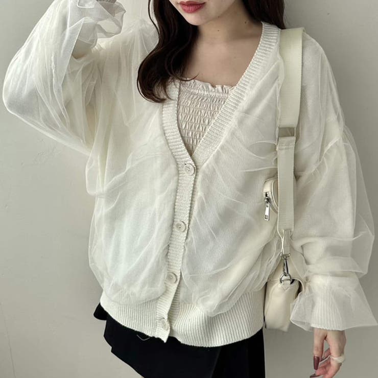 チュール重ねゆったりカーディガン | RMAF NICE CLAUP / OLIVE des OLIVE | 詳細画像1