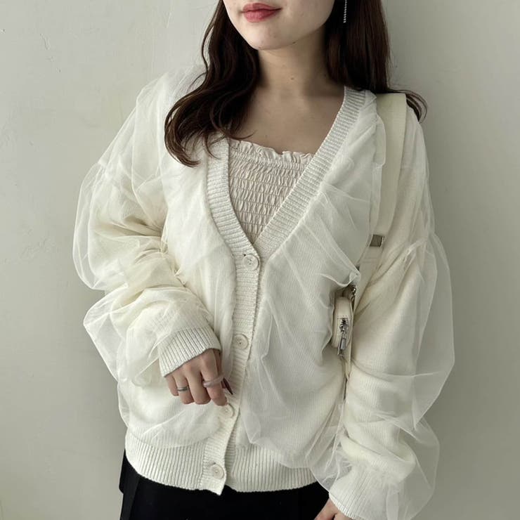 オフ | チュール重ねゆったりカーディガン | RMAF NICE CLAUP / OLIVE des OLIVE