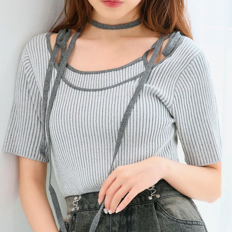 【OLIVE des OLIVE】肩リボンレイヤードリブニット | NICE CLAUP / OLIVE des OLIVE　OUTLET | 詳細画像8 