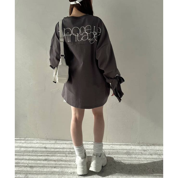 袖リボンビッグTシャツ[品番：OLOW0013282]｜RMAF NICE CLAUP / OLIVE