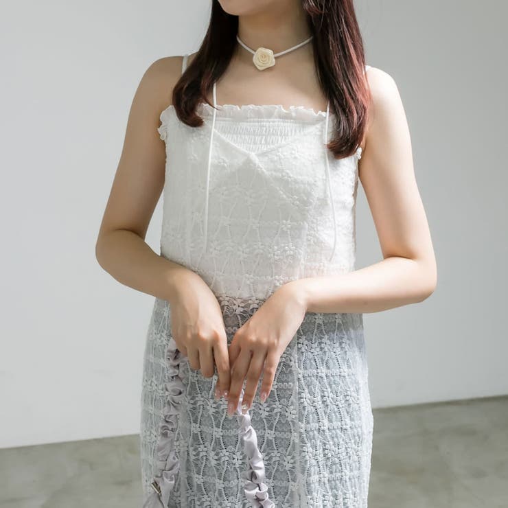 リメイク　テーブルクロス　レースキャミワンピース① JUNOAH｜切り替えデザインクロスキャミワンピース | Rakuten