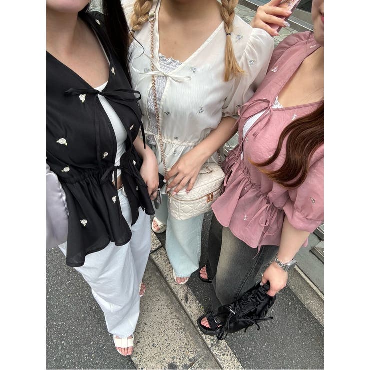 OLIVE des OLIVE】Rose刺繍Wフロントブラウス[品番：NCLW0014400