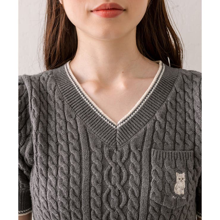 ニット ファッション Schott ケーブルニット カーディガン