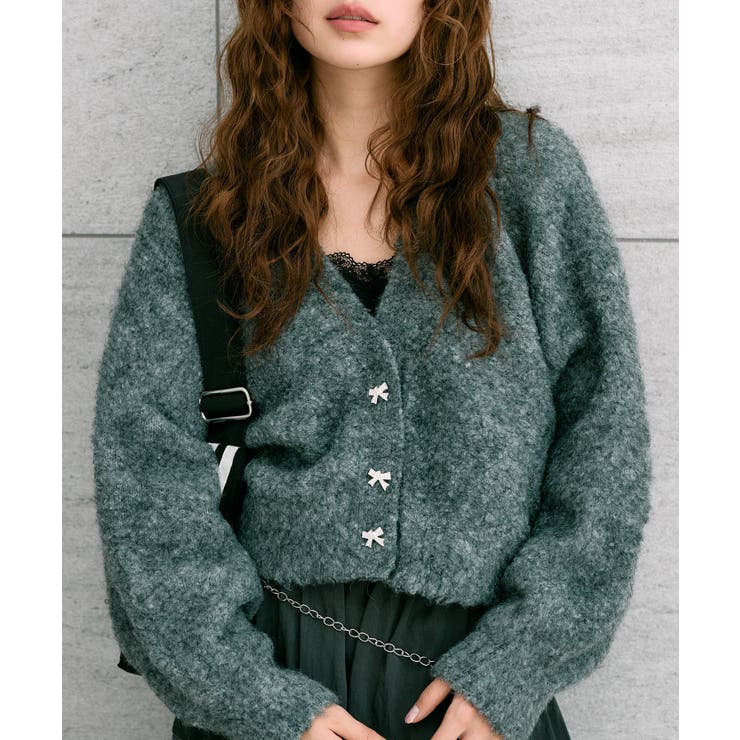 【OLIVE des OLIVE】ブークレ起毛ショートカーデ | NICE CLAUP / OLIVE des OLIVE　OUTLET | 詳細画像8 