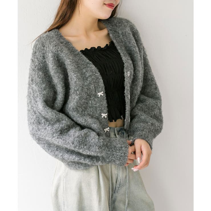 【OLIVE des OLIVE】ブークレ起毛ショートカーデ | NICE CLAUP / OLIVE des OLIVE　OUTLET | 詳細画像9 