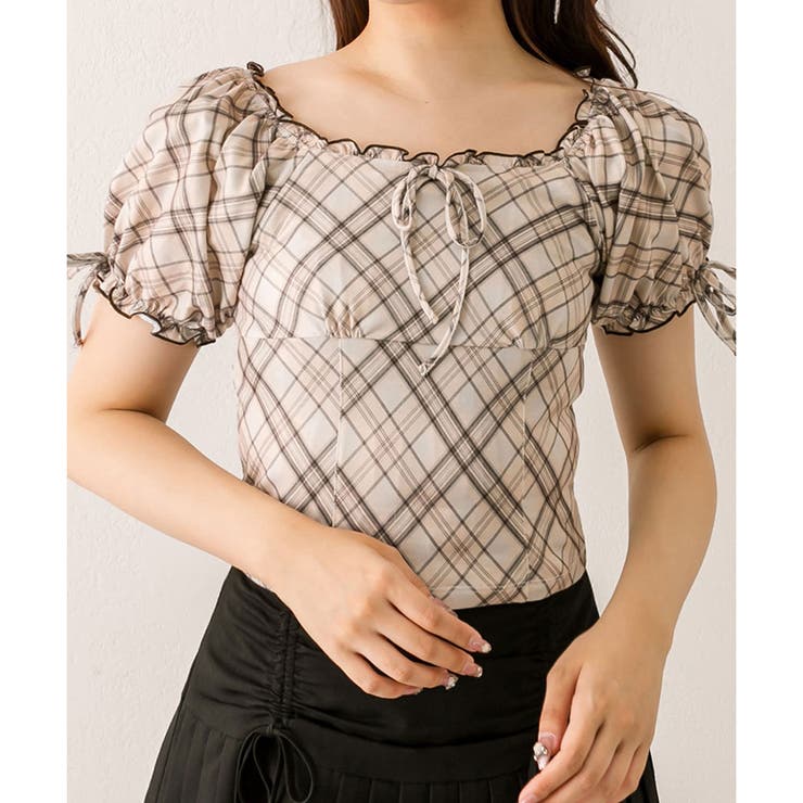 可愛いクリスマスツリーやギフトが！ OLIVE des OLIVE】バイアスチェックトップス[品番：NCLW0014553 トップス