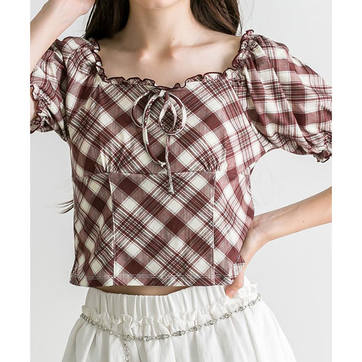 チェック トップス OLIVE des OLIVE】バイアスチェックトップス[品番：NCLW0014553]｜NICE