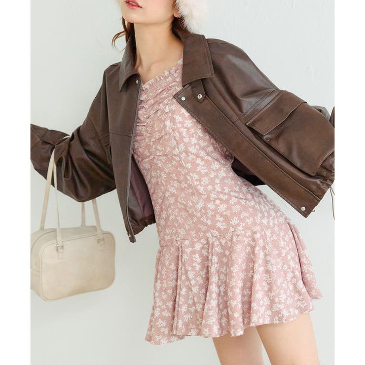 OLIVE des OLIVE】胸ギャザーレースミニワンピース[品番