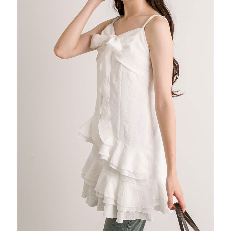 dosa ラッフルドレス　白　キャミソールワンピース dosa ラッフルドレス白キャミソールワンピース