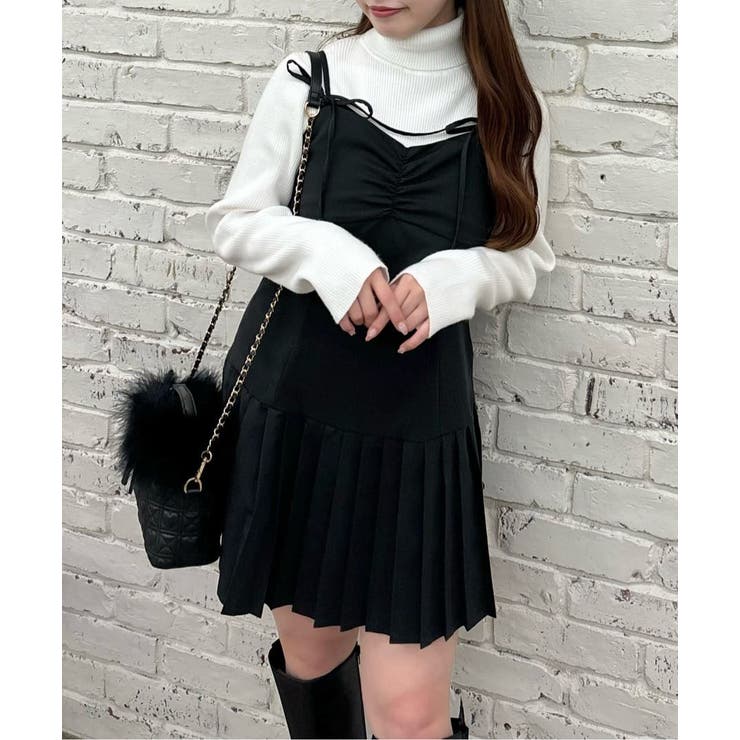 OLIVE des OLIVE】裾プリーツミニキャミワンピース[品番：NCLW0015081