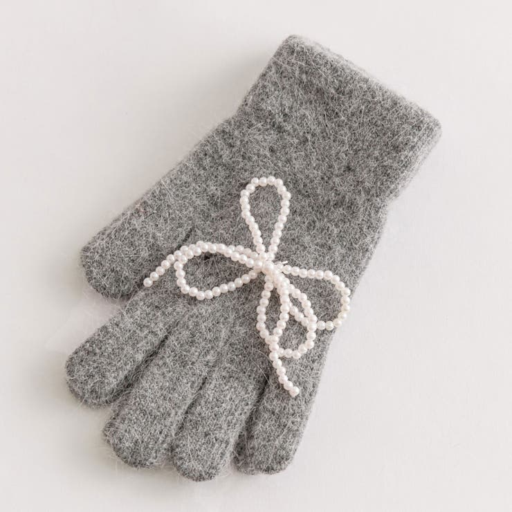 グレー | 【OLIVE des OLIVE】パールリボンチャームグローブ | NICE CLAUP / OLIVE des OLIVE　OUTLET