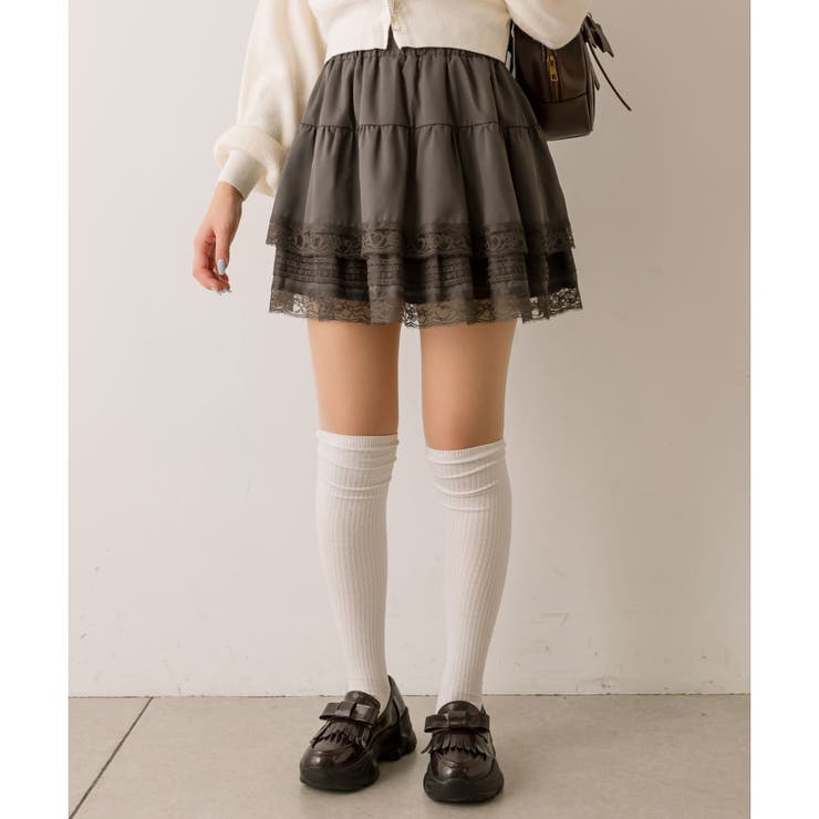 OLIVE des OLIVE】裾レースティアードミニスカート[品番