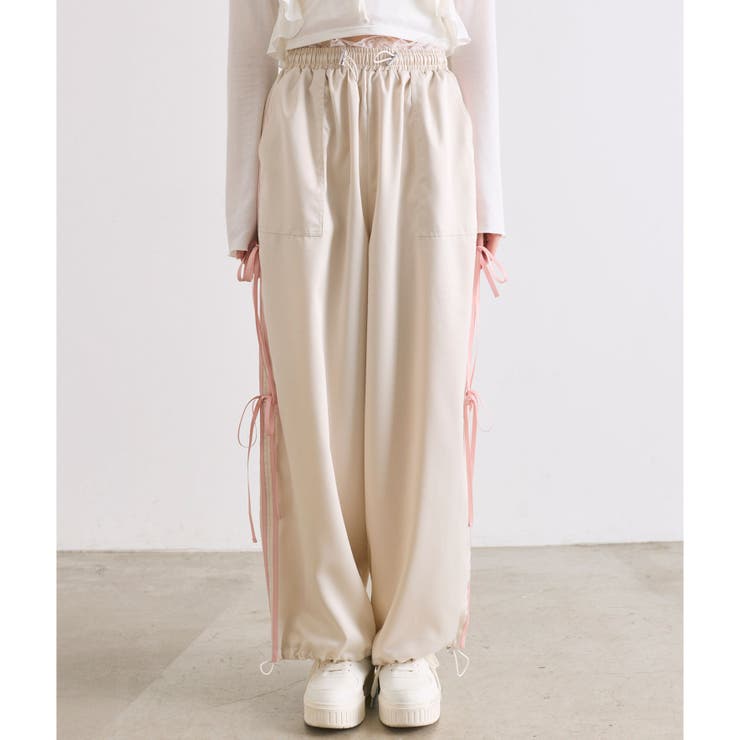 OLIVE des OLIVE】ダブルリボンサイドラインパンツ[品番：NCLW0015404