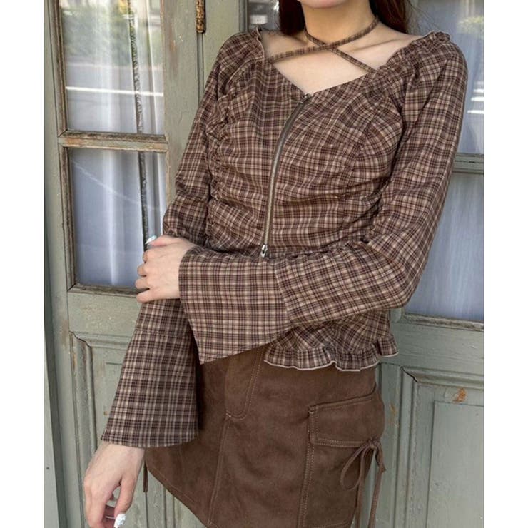 ブラウン | 【OLIVE des OLIVE】ダブルジップフレア袖ブラウス | NICE CLAUP / OLIVE des OLIVE　OUTLET