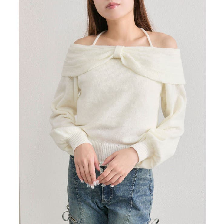 【OLIVE des OLIVE】リボンオフショルニット | NICE CLAUP / OLIVE des OLIVE　OUTLET | 詳細画像2 