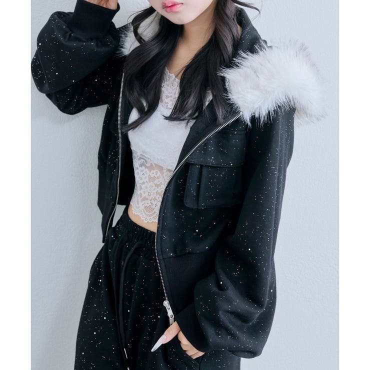 ブラック | 【OLIVE des OLIVE】ZIPパーカー | NICE CLAUP / OLIVE des OLIVE　OUTLET