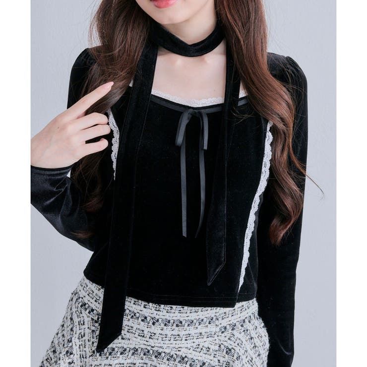 【OLIVE des OLIVE】タイ付ベロアトップス | NICE CLAUP / OLIVE des OLIVE　OUTLET | 詳細画像11 