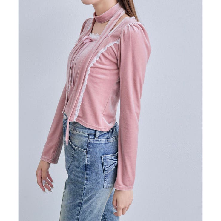 【OLIVE des OLIVE】タイ付ベロアトップス | NICE CLAUP / OLIVE des OLIVE　OUTLET | 詳細画像5 