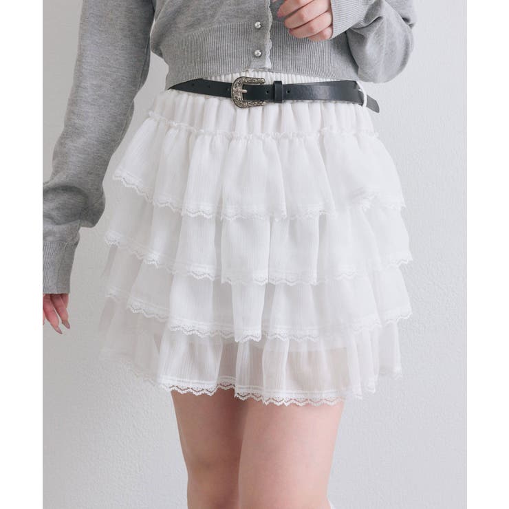 ホワイト | 【OLIVE des OLIVE】フリフリティアードミニスカート | NICE CLAUP / OLIVE des OLIVE　OUTLET