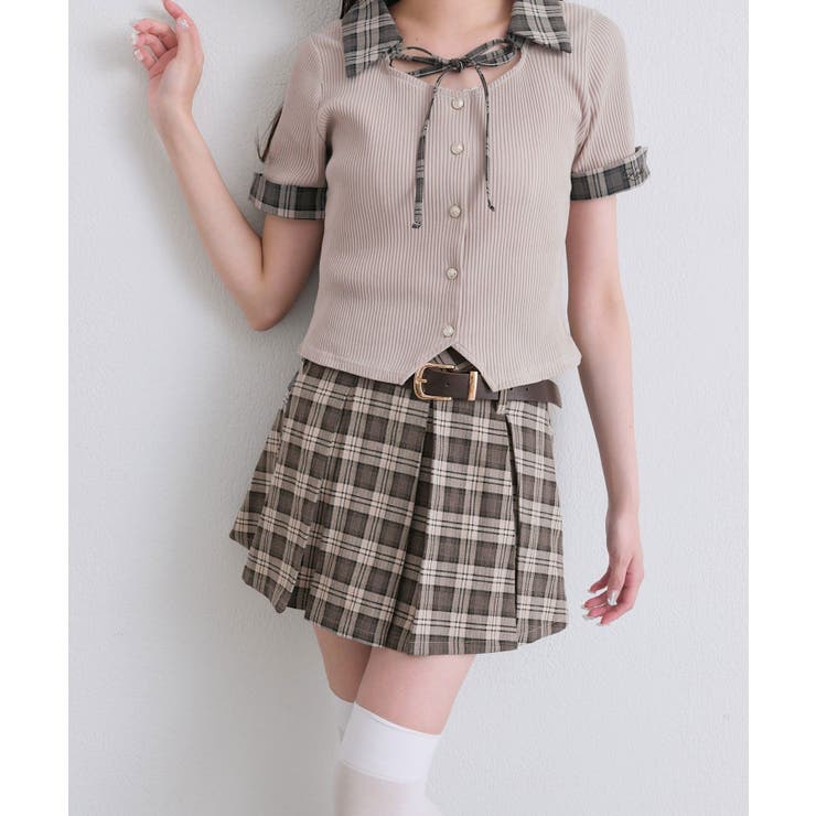 【OLIVE des OLIVE】合皮ベルト付きプリーツスカート | NICE CLAUP / OLIVE des OLIVE　OUTLET | 詳細画像3 