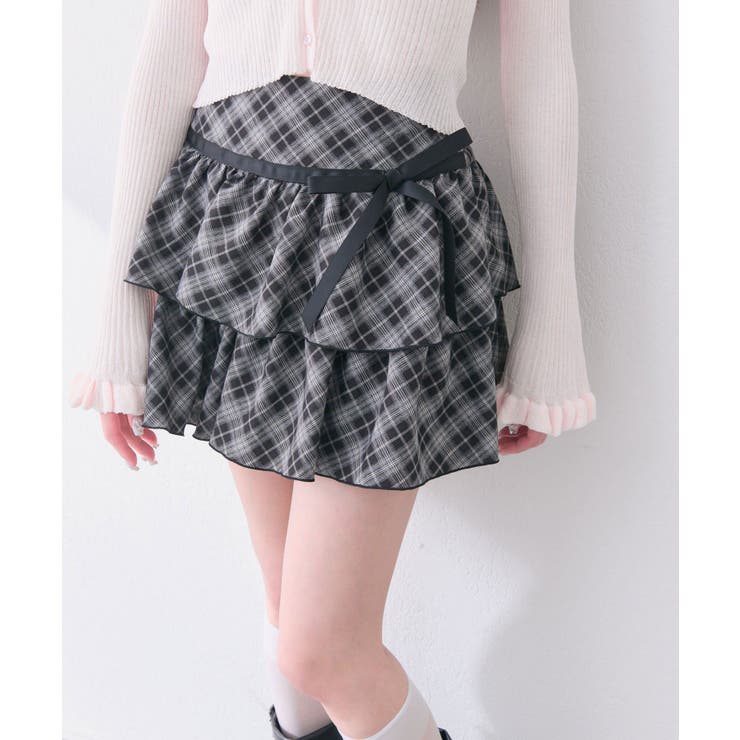 ブラック系 | 【OLIVE des OLIVE】リボンティアードスカート | NICE CLAUP / OLIVE des OLIVE　OUTLET