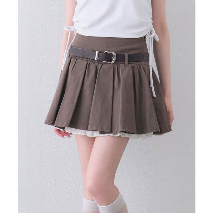 ブラウン | 【OLIVE des OLIVE】ベルト付きタックフレアスカート | NICE CLAUP / OLIVE des OLIVE　OUTLET