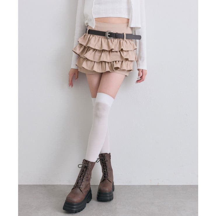 【OLIVE des OLIVE】合皮ベルト付きフリルショートパンツ | NICE CLAUP / OLIVE des OLIVE　OUTLET | 詳細画像4 