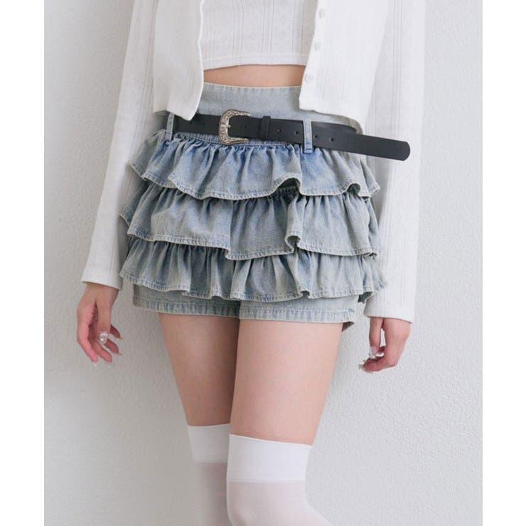 デニム | 【OLIVE des OLIVE】合皮ベルト付きフリルショートパンツ | NICE CLAUP / OLIVE des OLIVE　OUTLET