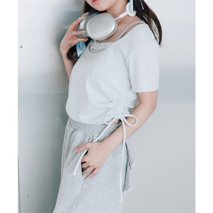 サックス | 【OLIVE des OLIVE】レイヤード風ドロストTシャツ | NICE CLAUP / OLIVE des OLIVE　OUTLET