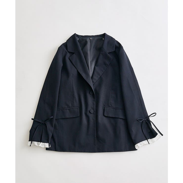 NICE ナイスクラップ ネイビー レース衿ゆるたぽテーラードジャケット OLIVE des OLIVE CLAUP OLIVE】レース衿ゆるたぽ des 【OLIVE ジャケット・アウター