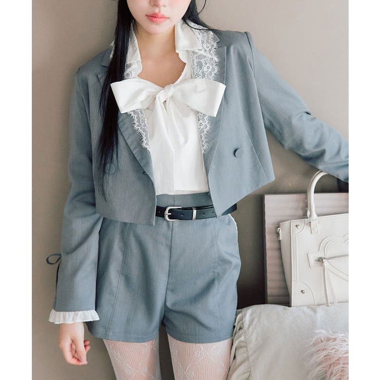 【OLIVE des OLIVE】レース衿ショート丈テーラードジャケット | NICE CLAUP / OLIVE des OLIVE　OUTLET | 詳細画像1 