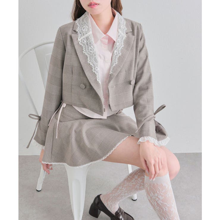 【OLIVE des OLIVE】レース衿ショート丈テーラードジャケット | NICE CLAUP / OLIVE des OLIVE　OUTLET | 詳細画像6 