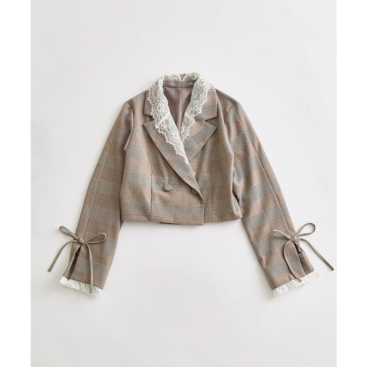 【OLIVE des OLIVE】レース衿ショート丈テーラードジャケット | NICE CLAUP / OLIVE des OLIVE　OUTLET | 詳細画像2 
