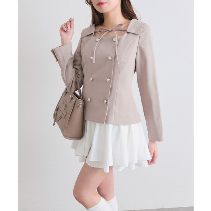 ベージュ | 【OLIVE des OLIVE】異素材ドッキングワンピース | NICE CLAUP / OLIVE des OLIVE　OUTLET